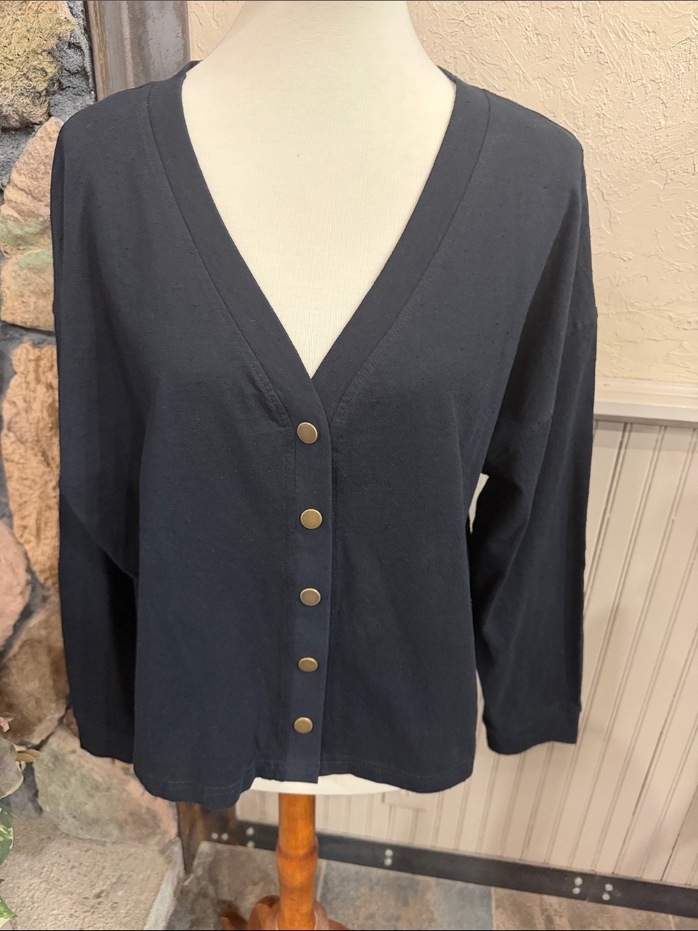 Women’s Black V-Neck Button-Front Jacket